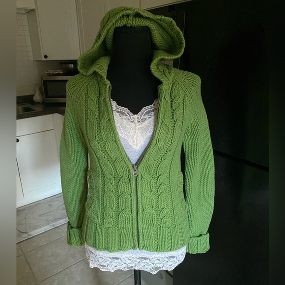 Vintage Abercrombie wool knitted full zip up hooded sweater - Picture 4 of 11